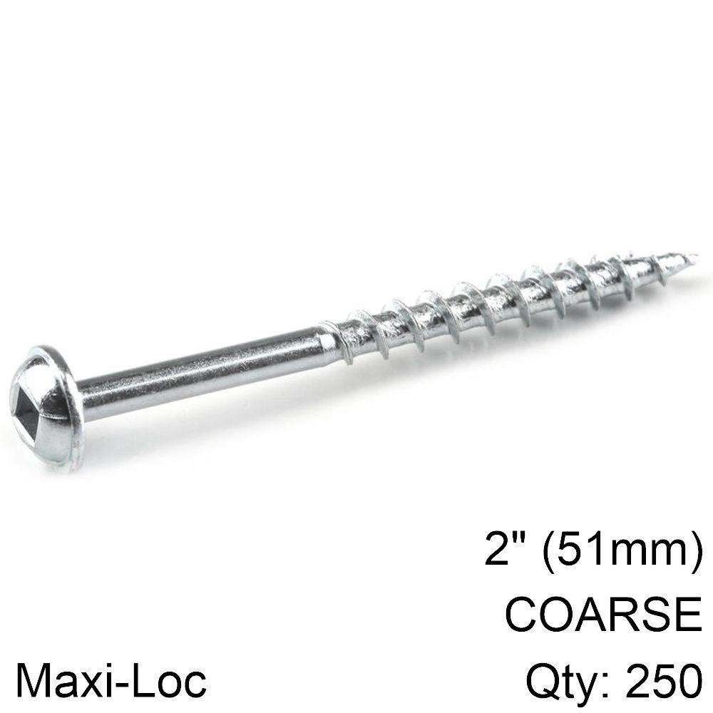 KREG Zinc Pocket Hole Screws 51mm 2.00' #8 Coarse Thread Mx Loc 250ct
